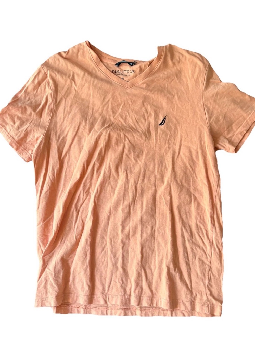 Nautica Mens V Neck T Shirt Orange Medium T-Shirt